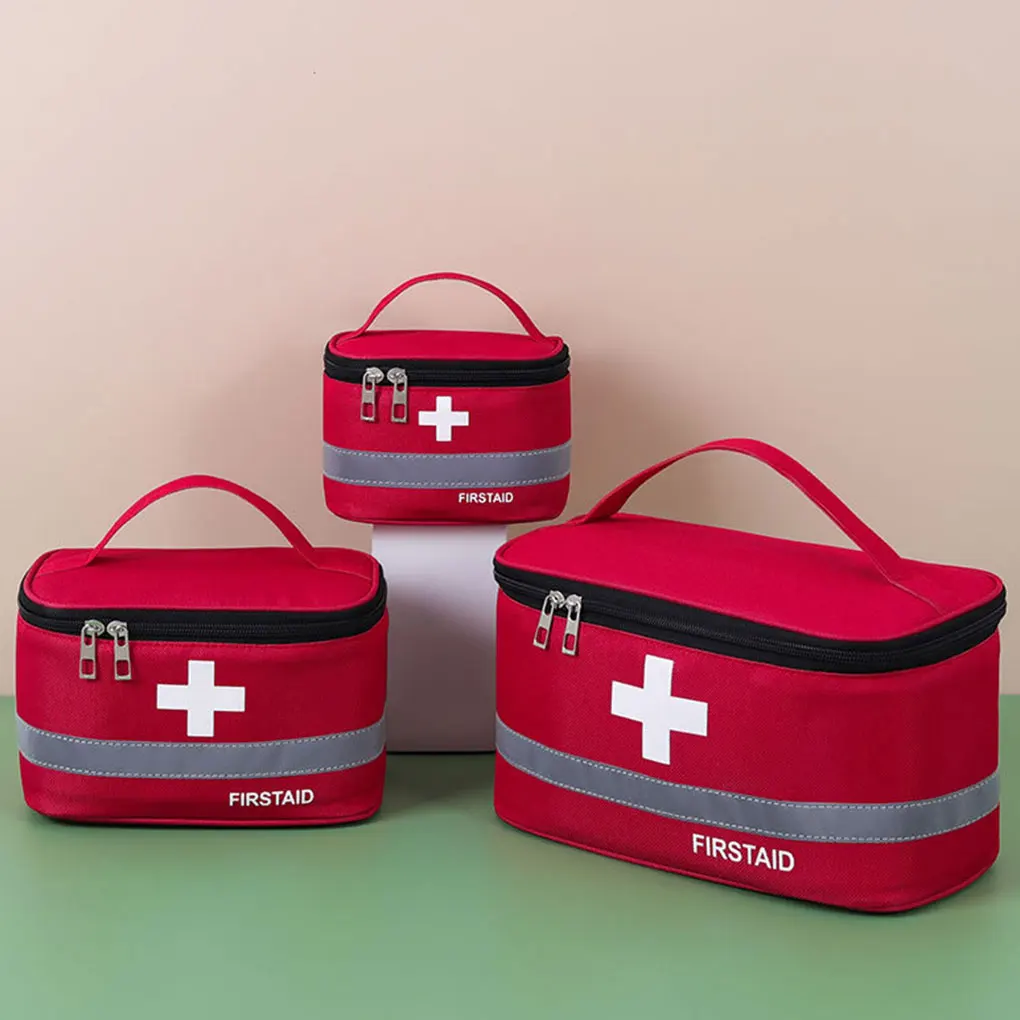 

First Aid Kit Bag Portable Lightweight Handle Medicine Bags Medical Box Kitchen Emergency Survival Businesses Red