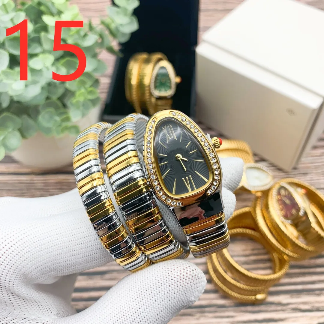 

Luxe Merk Mode Toevallige Hoge-End Vrouwen Horloges Snake Vorm Jurk Vrouwen Staal Quartz Dames Armband Diamanten Horloge Klok