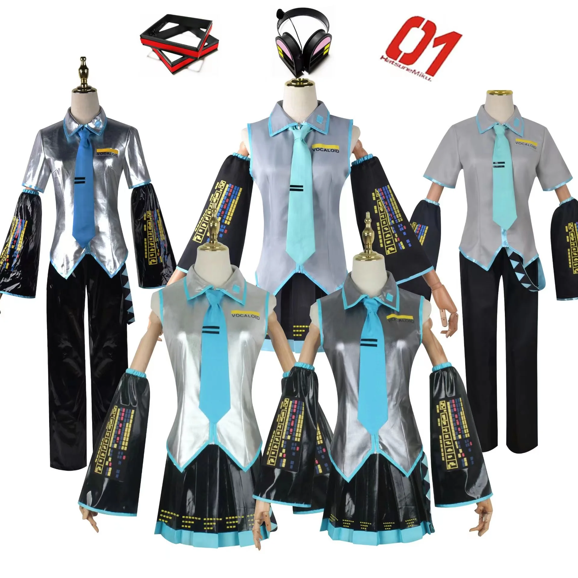 

Anime Miku Cosplay Costumes Dress Vestido Halloween Costumes for Women Suit Wig Party Uniform Colthes Full Set of Men's