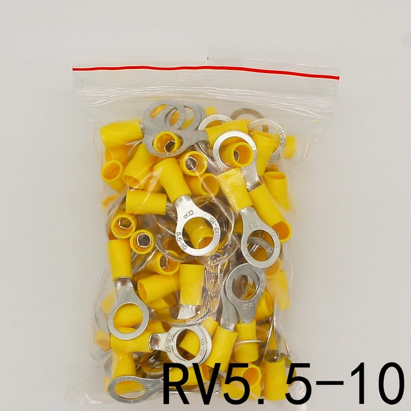 

RV5.5-10 Yellow Ring insulated terminal suit 4-6mm2 Cable Wire Connector 50PCS/Pack cable Crimp Terminal RV5-10 RV