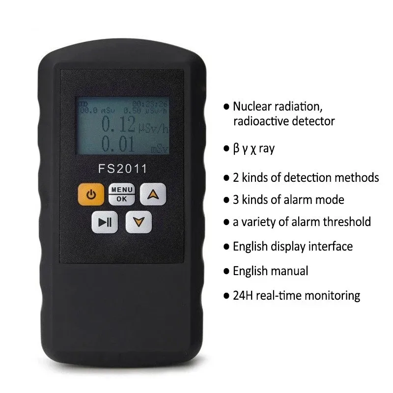 FS2011 Nuclear Radiation Detector Dosimeter Alarm Tester Tool LCD Display Radioactive Detector