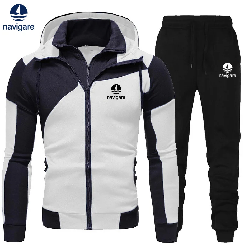 

Новый повседневный мужской спортивный костюм, Модный комплект с курткой на молнии с капюшоном и брюками, мужской свитер с капюшоном, 2023