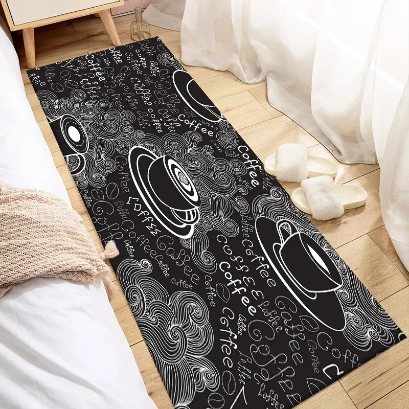 Ковер для кухни с рисунком кофейных зерен фланелевый коврик входной двери