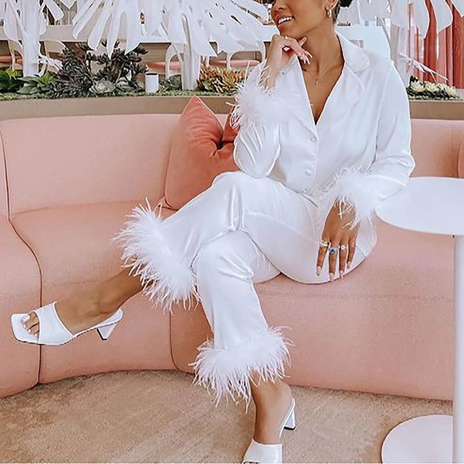 Атласная шелковая пижама Женский комплект велюровые халаты домашняя одежда