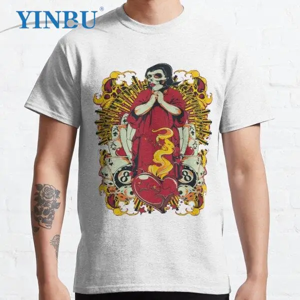 

Praying Sugar Skull Gambler graphic t shirt men fashion clothing new in 2023 streetwear tees