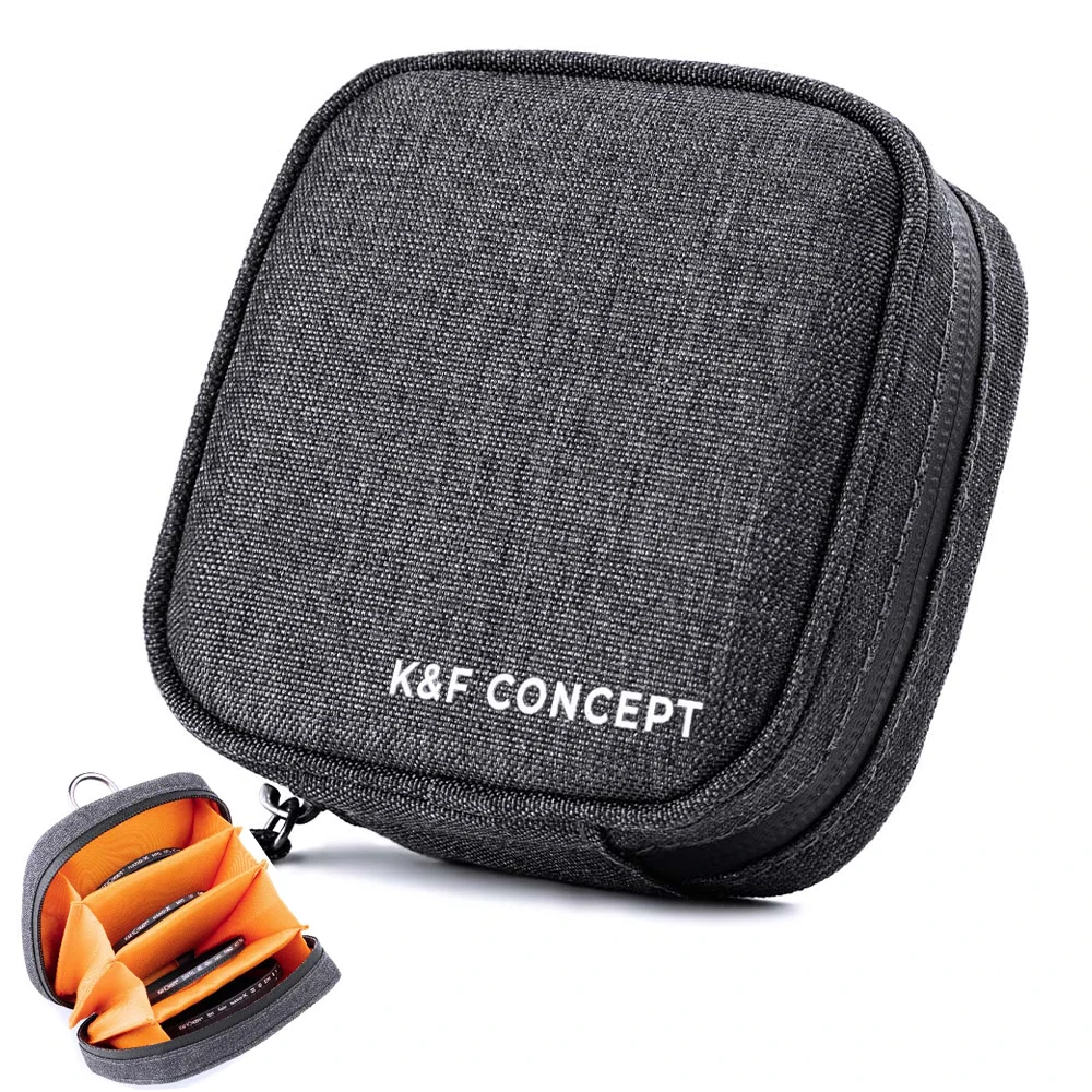 K&F Concept 4 Slots Lens Filter Case Bag with Inner Pocket Carrying Filters Camera Pouch for 37mm-95mm ND UV CPL Filters Storage