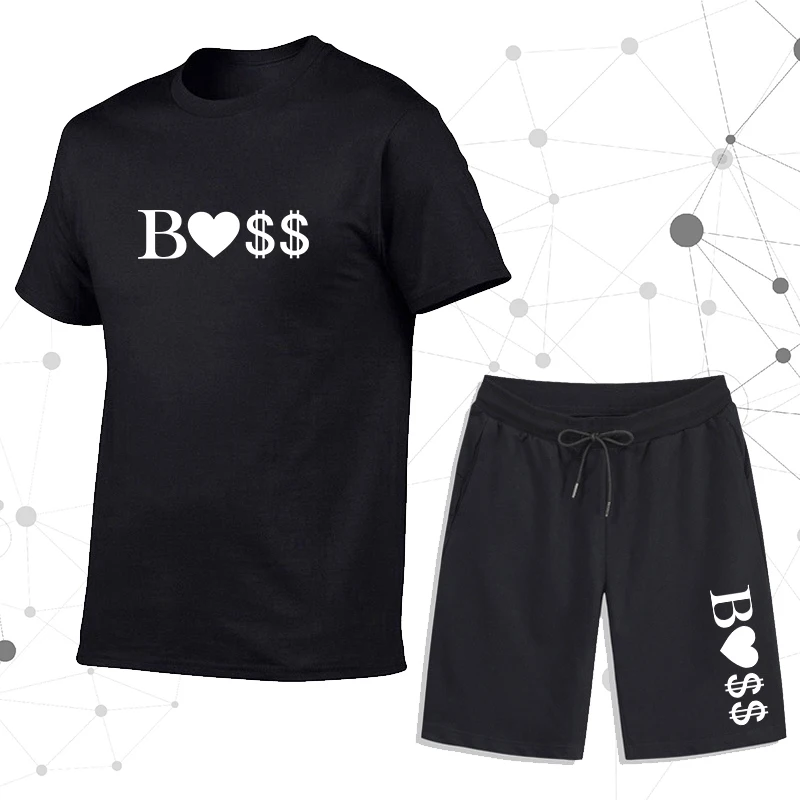 

2022 Men's Sportswear Summer T-shirt and Shorts Set Sports Suit Casual Short-sleeved Jogging Short Pants Tracksuit Male Clothing