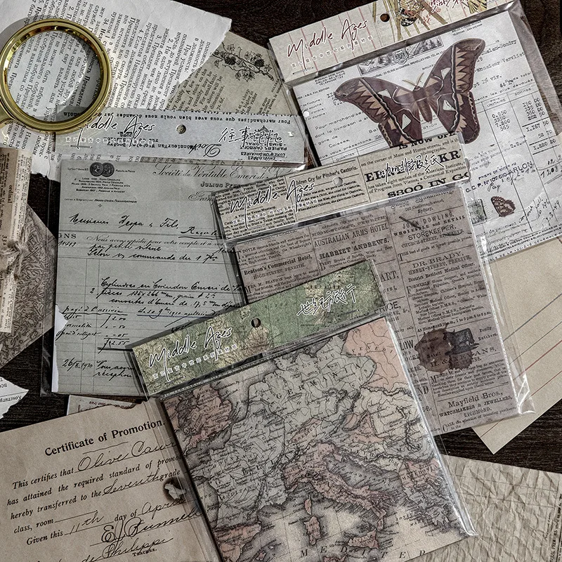 

30 sheets Vintage Medieval Material Paper coffee newspaper travel Decorative Scrapbooking Diary Album Lable Junk Journal Planner