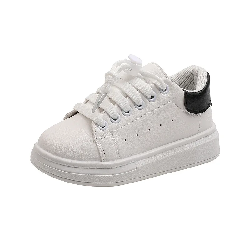 

2022 Boys Sports Shoes New Spring Fashion Girls Solid White Assorted Kids Fashion Flat Sneakers Children Unisex Simple Lace-up