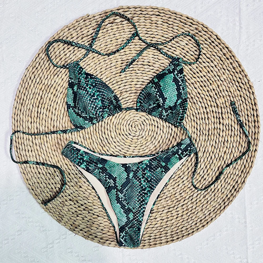 Монокини со змеиным принтом купальник из 2 предметов женское сексуальное бикини