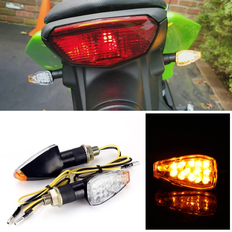 

2/4PCS Motorcycle LED Turn Signals Indicators Blinkers Amber for Kawasaki Ninja 1000 250R 300 500R 650 ZX10R ZX12R Bike Light