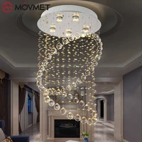 modern luxury pendant lamp led glass stainless steel ceiling light duplex building living room hall stair indoor window crystal