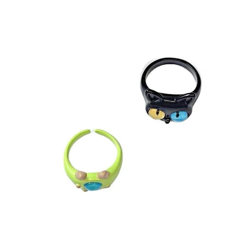 Симпатичные зеленые кольца в виде монстра для женщин модные открытые