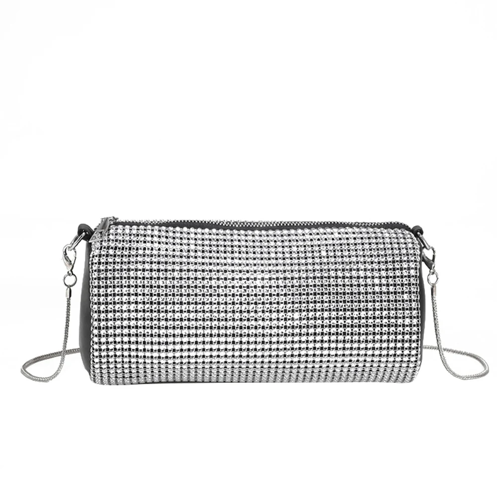 

Модная повседневная сумка через плечо в форме цилиндра стразы, женские сумки-тоуты на цепочке, сумки-мессенджеры для покупок и путешествий, ...