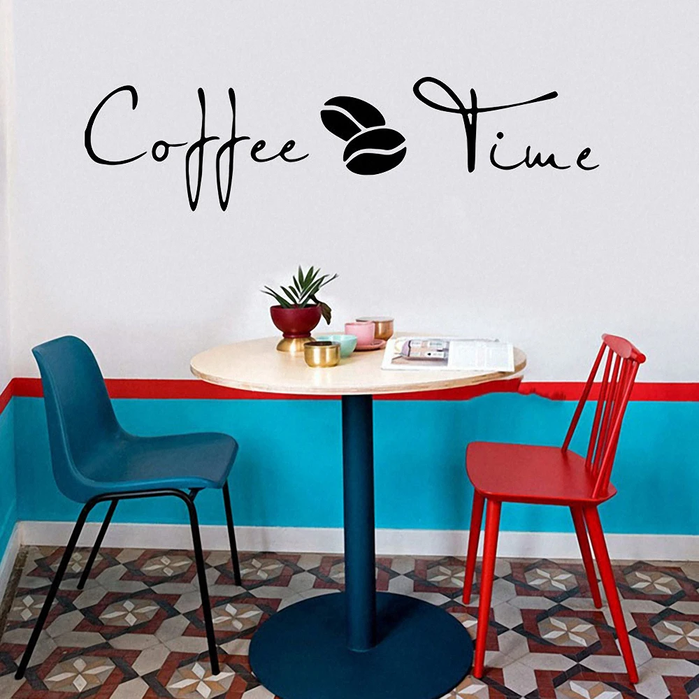 

Coffee Time Wall Stickers Modern Cafe Art Decal Kitchen Coffee Shop Office Background Removable Wall Mural Home Decoration