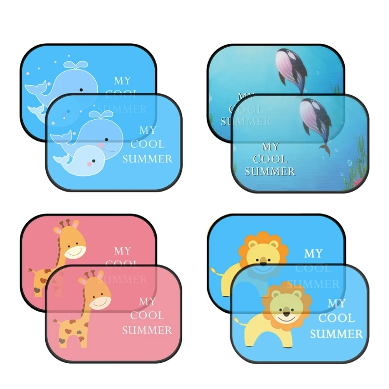 

Cartoon-design Car Window Shade for Babies Side Window Protect Kid Adults Pets from Burn Fits Most Vehicles 2pcs