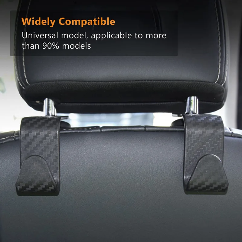 

2/4Pcs General Carbon Fiber Car Hook Multifunctional Car Organizer Heavy Duty Storage Hooks for Auto Backseat Durable Hanger