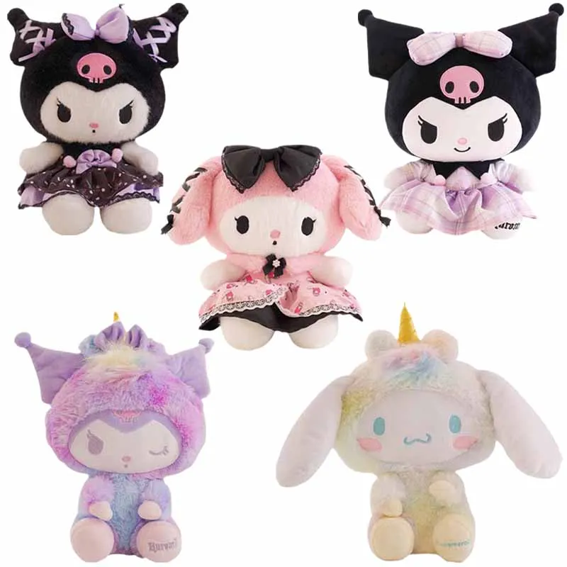 

Sanrioed Kuromi Cinnamoroll My Melody Аниме фигурки Мультфильм сидя осанка плюши кукла кавайная милая искусственная игрушка подарок