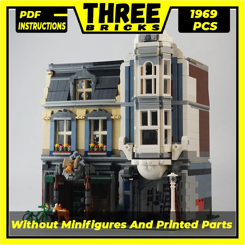 

Moc Building Blocks Street View Model Street Pet Shop Technical Bricks DIY Assembly Construction Toys For Childr Holiday Gifts