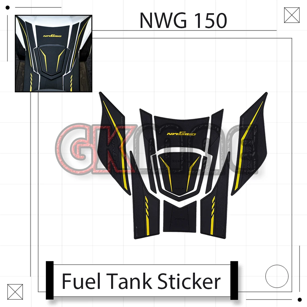 Фото Новые наклейки на топливный бак для мотоцикла Honda NWG 150 NWG150, модифицированные, из ПВХ-резины, противоскользящие, декоративные, в форме рыбьей кости. №1