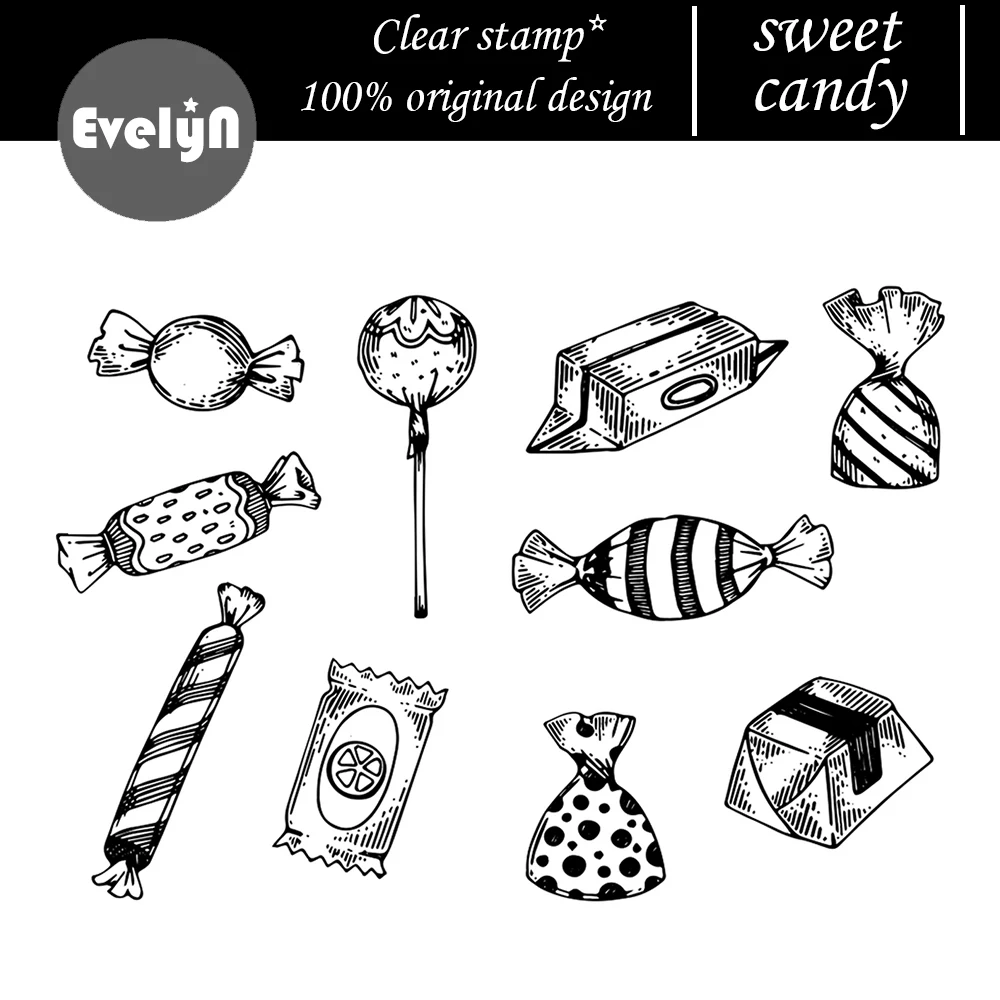 Прозрачный силиконовый штамп сладкой конфеты/печать для самостоятельного