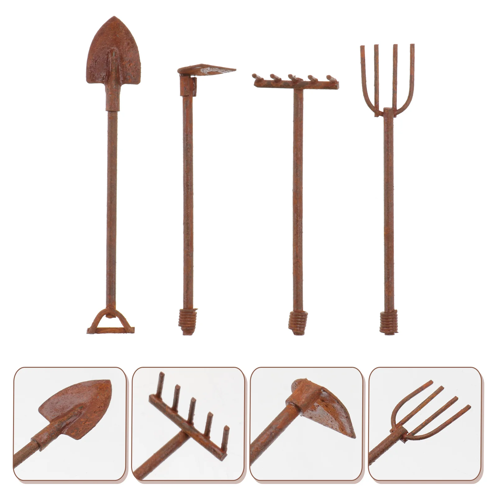 

Miniature Tools Mini Gardentoolmodel Gardening Set Rake Andfarm House Planting Metal Trowel Family Soil Scenery Spade Small