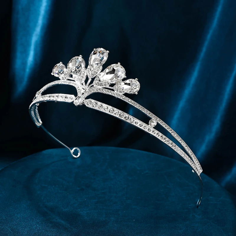 

Диадемы и короны с кристаллами в стиле принцессы, повязка на голову для детей и девушек, свадебная корона для выпускного вечера, Свадебная вечеринка, искусственные волосы, украшение для вечеринки