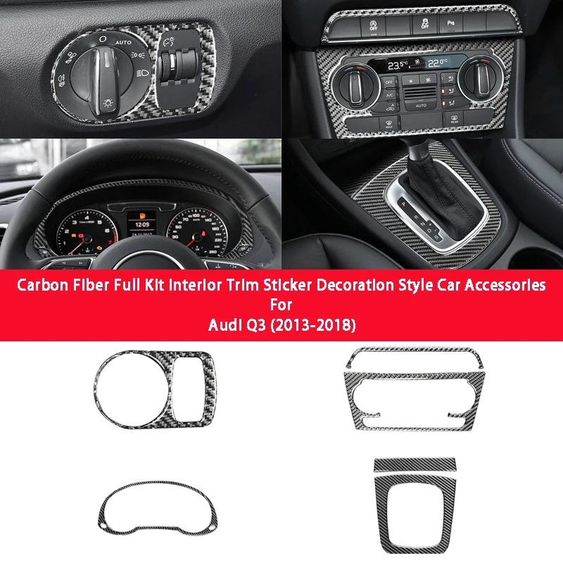 

Carbon Fiber Interior Water Cup Holder Central Control Instrument Air Vent Trim Sticker For Audi Q3 2013-2018 Car Accessories