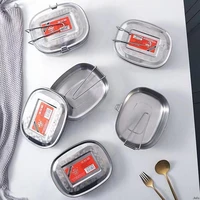 stainless steel double deck insulated lunch box with compartment bento box lunchbox adults antibacterial insulated cooler meal