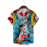 custom mens abstract shirt 3d graffiti print t shirt oversized short sleeve fashion casual hawaiian top