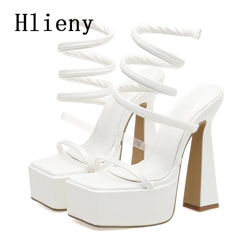 

Hlieny Sexy Open Toe 15CM Extreme High Heels Women's Sandals Party Banquet Stiletto Shoes Fashion Ankle Strap Platform Pumps