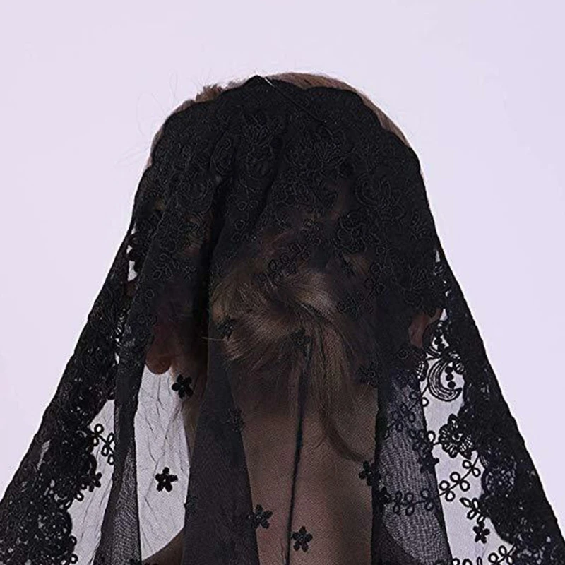 

Lace Shawl Mantilla Veil Lightweight Tassel Scarf Fashion Floral Shawls and Wraps for Women Latin Mass Veil for Bride