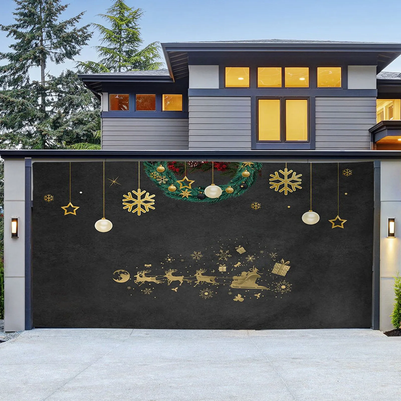 

Christmas Outdoor Garage Door Tapestry Cloth Holiday Party Decoration Background Cloth Matching Hanging Cloth Multi Size