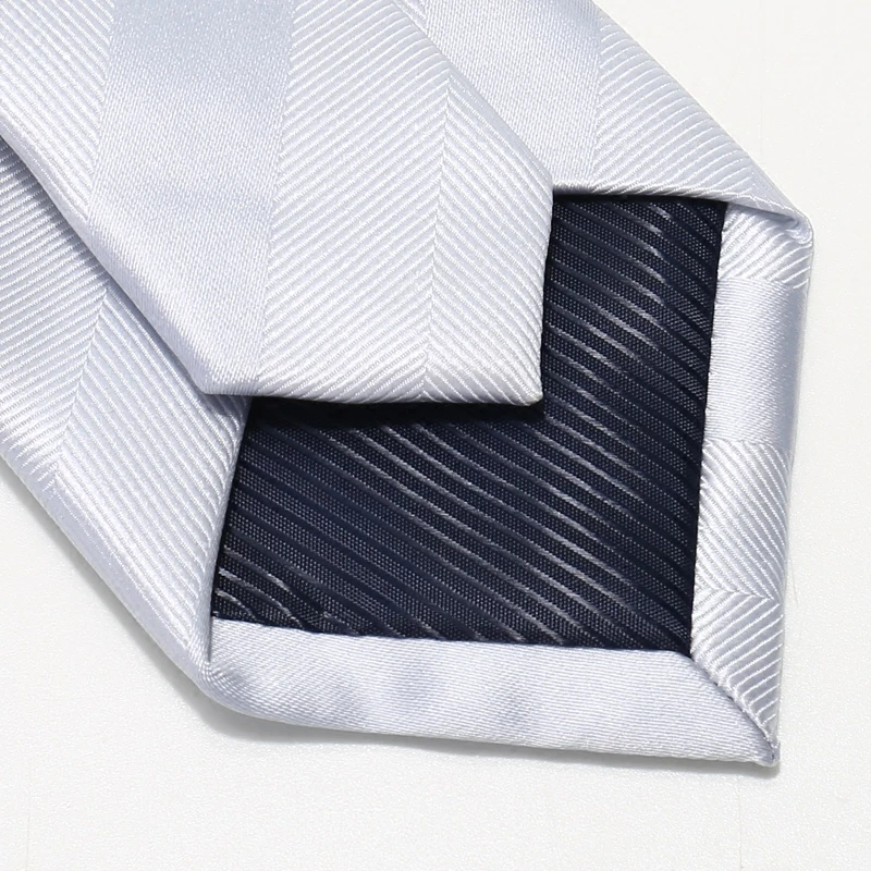 Fashion Classic Formal Business Tie For Men High Quality Silk Polyester 7 CM Silver Necktie Men's Gift