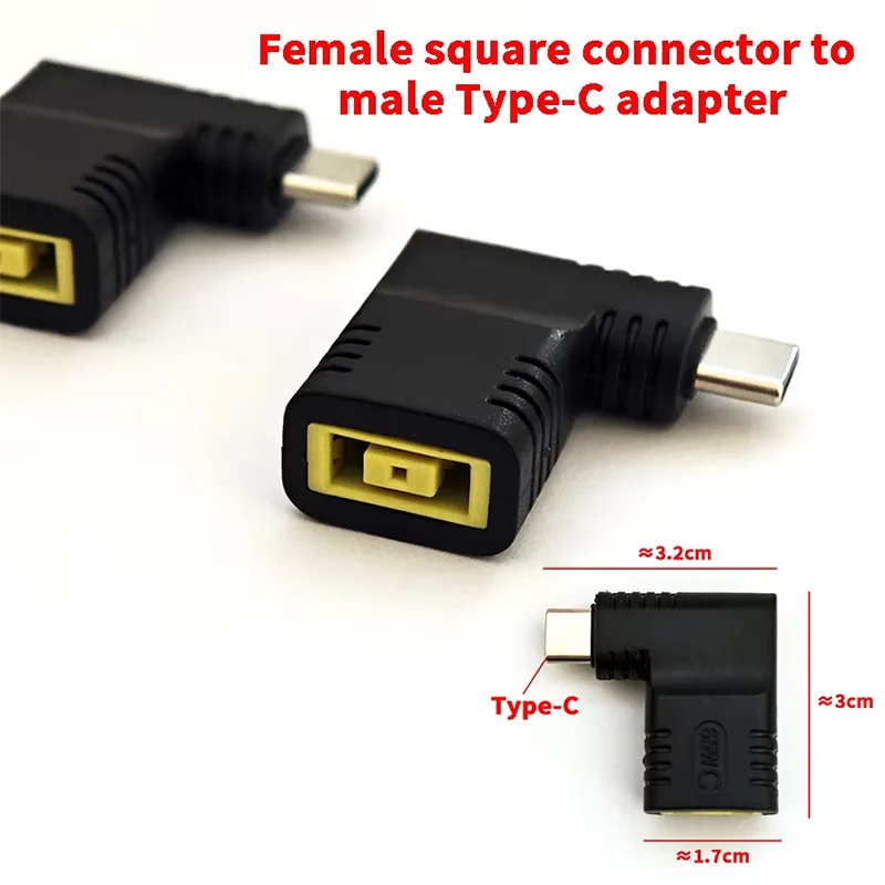 Фото Адаптер для быстрой зарядки USB Type C PD мощностью 65 Вт для зарядного устройства ноутбука Lenovo, преобразователь квадратного разъема постоянного тока в разъем Type C PD для MacBook №5