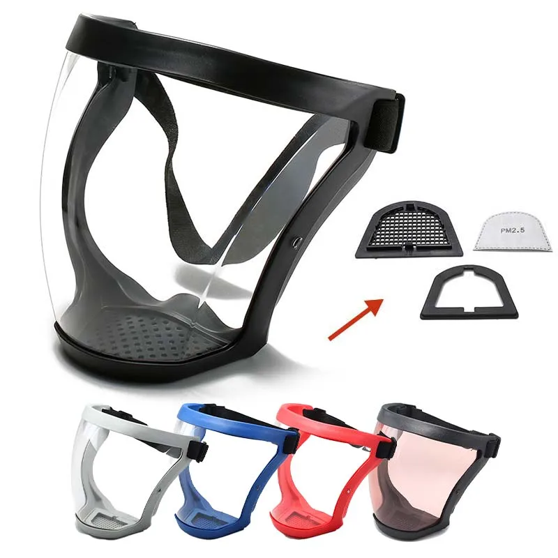 

Transparent Full Faceshield Reusable Dustproof Anti-fog Mask HD Safety Glasses Kitchen Protection Anti-splash Mask With Filters