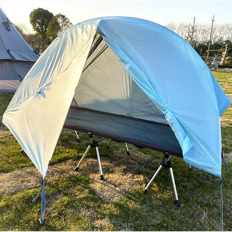 

2023 Outdoor Camping Off-the-ground Tent Lightweight Easy Carry Bed Wigwam Folding Alloy Awning Rain And Mosquito Net Field Gear