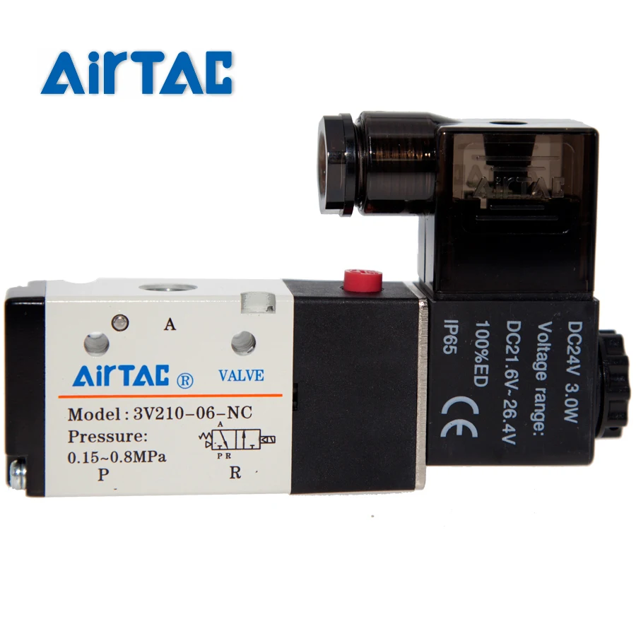 Электромагнитный клапан AirTAC пневматический 3v210-08 AC220V110V DC24V 12V катушка с контролем напряжения электромагнитный 3 порта 2 позиции 3/2 канала тип...