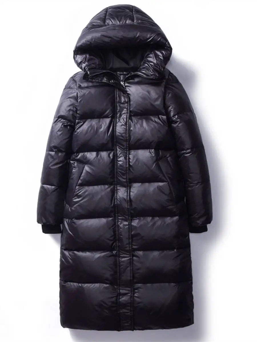 2022 Winter Down Cotton Jackets Women's Clothes Long Parkas Slim Hooded Warm Winter Coats Female Black Overcoats
