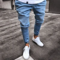 boyfriend jeans men popular fashion light blue skinny jeans patchwork jeans slim fit