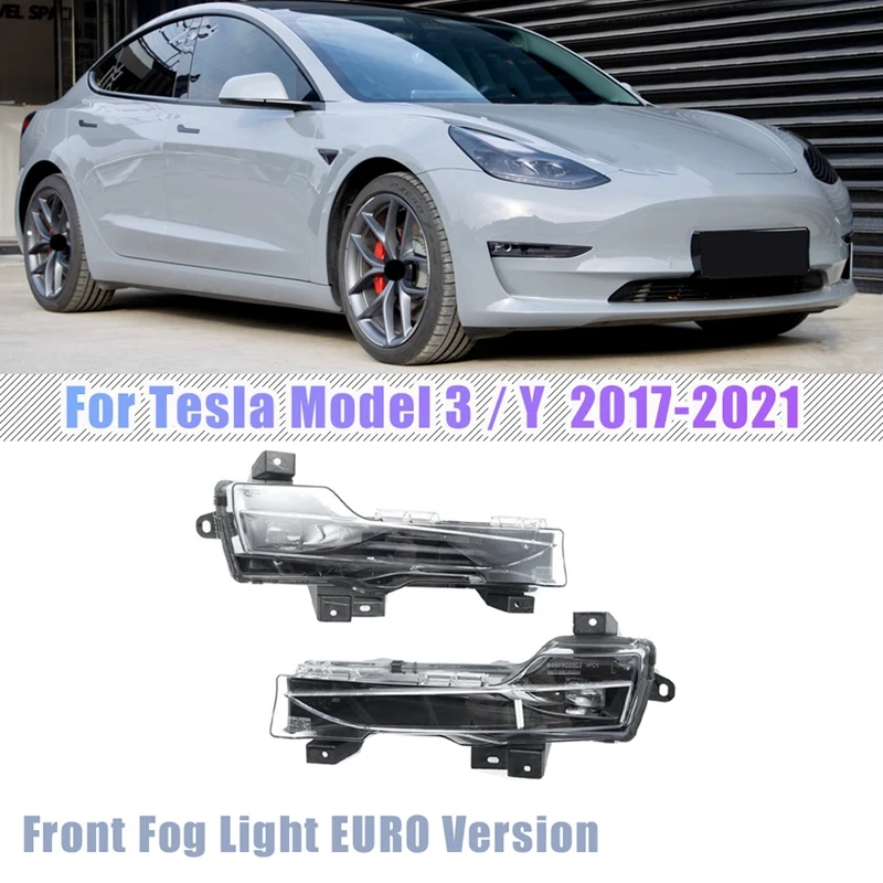 

Left & Right For 2017 18 19 20 21 Tesla Model 3 / Y Car Front Fog Light Driving Lamp LED DRL 1Pair Set Europe Version