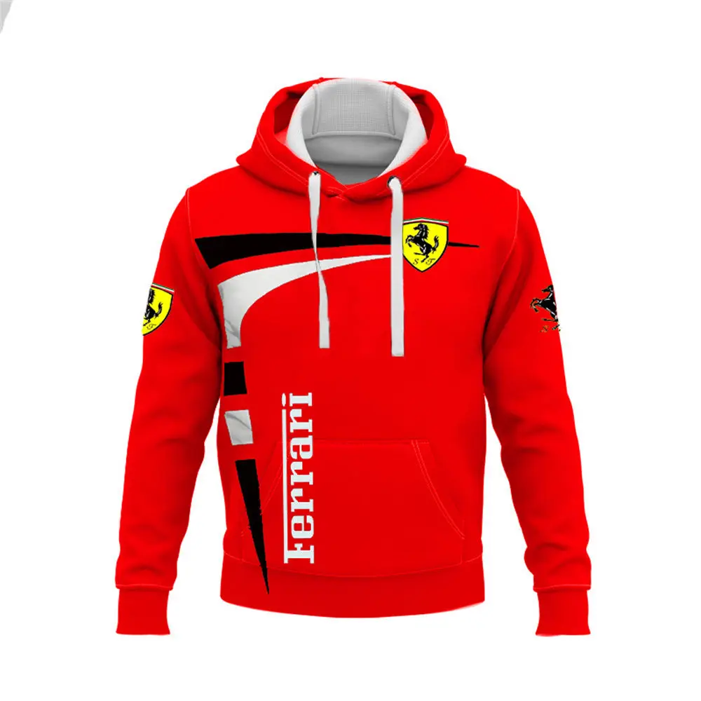 2022 Fashion New Ferrari Logo F1 3d Printing Spring And Summer Fashion Hooded Sweater Men/Women Sweater Pullover Outdoor Hoody