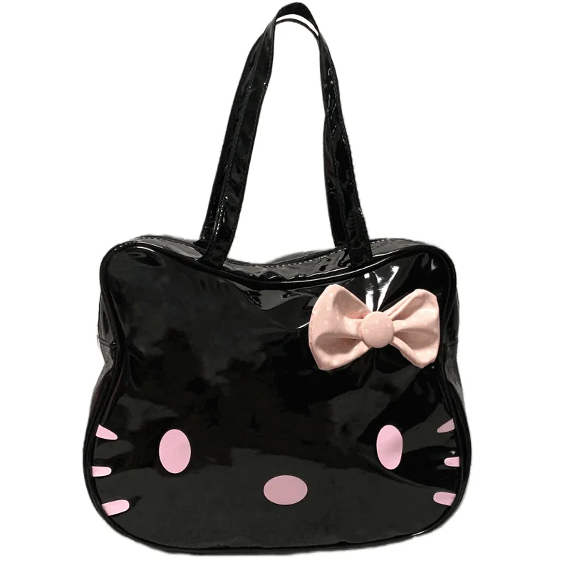 

Kawaii Sanrio Hello Kitty Trendy Shiny Tote Large Capacity Shoulder Bag Y2k Style Ladies Bowknot Handbag Hot Girls Casual Bag