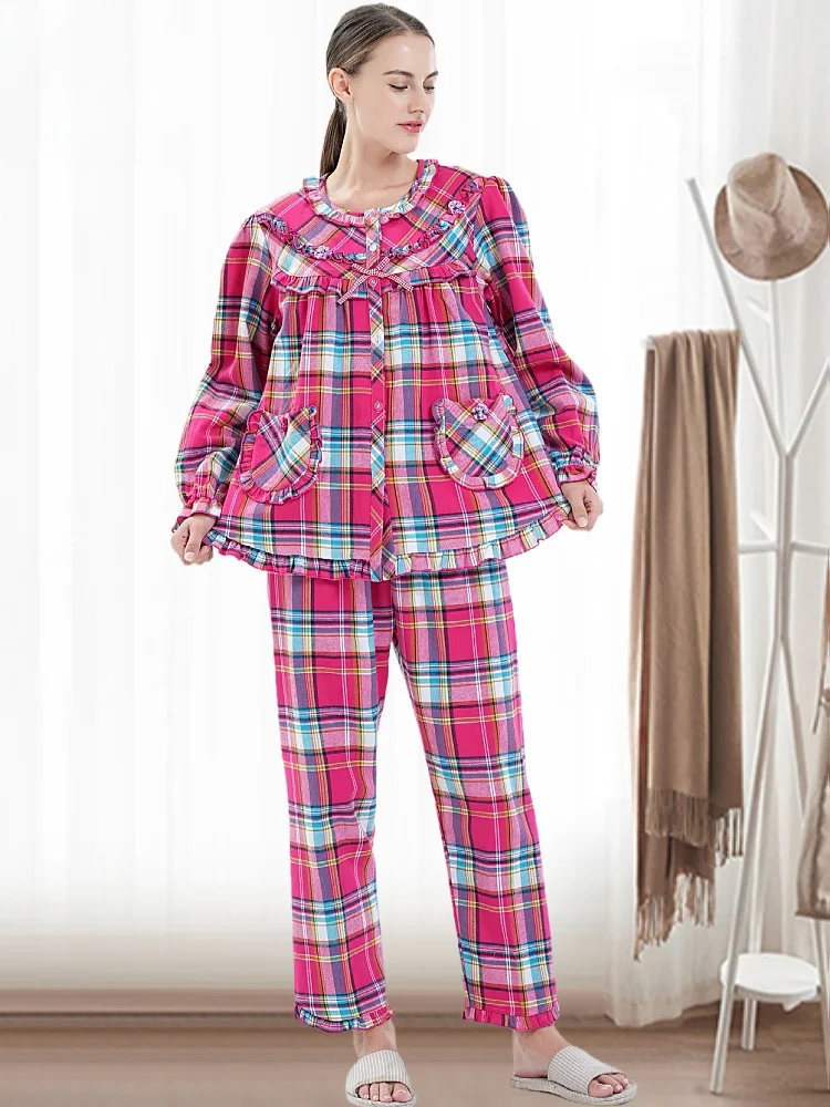 Kaishuna с принтом из % чистого хлопка красные осенние и зимние пижамы женские