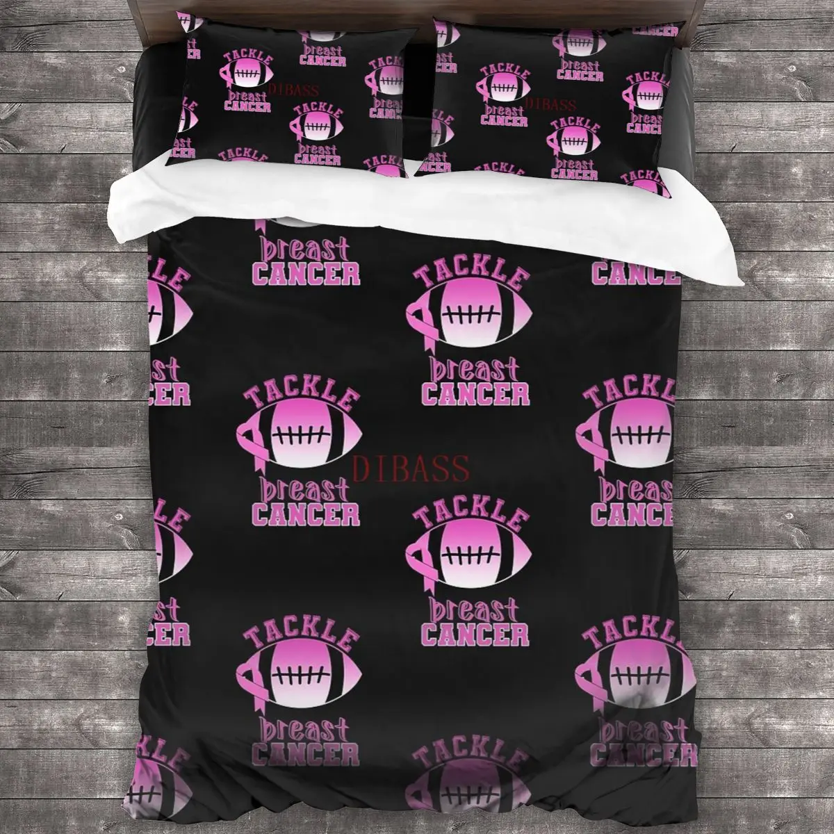 

Tackle Breast Cancer Soft Microfiber Comforter Set with 2 Pillowcase, Quilt Cover With Zipper Closure King Size Comforter Cover