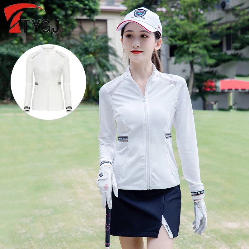 

Куртка-Гольф TTYGJ Женская, эластичная, футболки для гольфа, дышащая, белая, S-XL