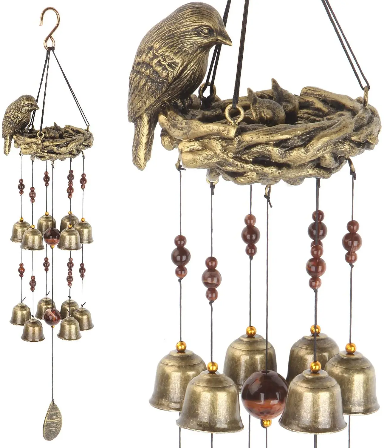 

Bird Nest Wind Chime, Bird Bells Chimes with 12 Wind Bells for Glory Mother’s Love Gift, Garden Backyard Church Hanging Decor