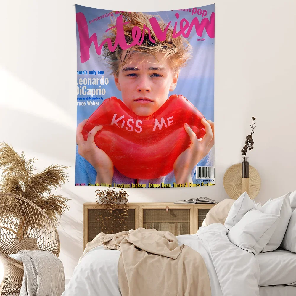 L-Leonardo D-DiCaprio Фильм Звезда Гобелен Настенный Декор Полиэстер Хлопок Мультфильм С