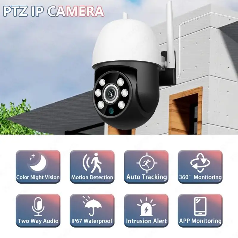 

1080P HD PTZ Wifi IP Camera Outdoor AI Human Detect Wireless Camera H.265 P2P Audio 2MP Security CCTV Camera Support Onvif