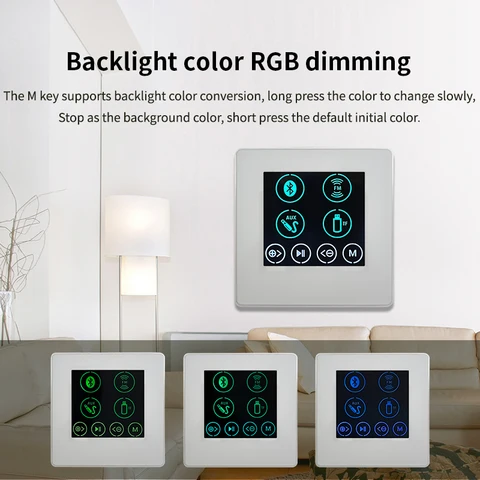 86B 4-канальный настенный аудио-усилитель с Bluetooth, фоновая музыка, сенсорный ключ, плеер, домашний кинотеатр, стереоконтроллер с поддержкой USB TF